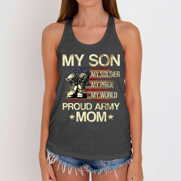 My Son My Soldier My Pride My Hero Proud Mom Women's Knotted Racerback Tank