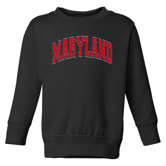 Maryland State Md Red Text Toddler Sweatshirt