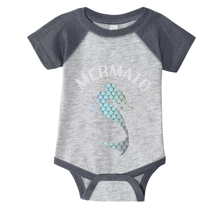 Mermaid Swimming Marine Clamshell Sea Coral Mermaid Love Infant Baby Jersey Bodysuit