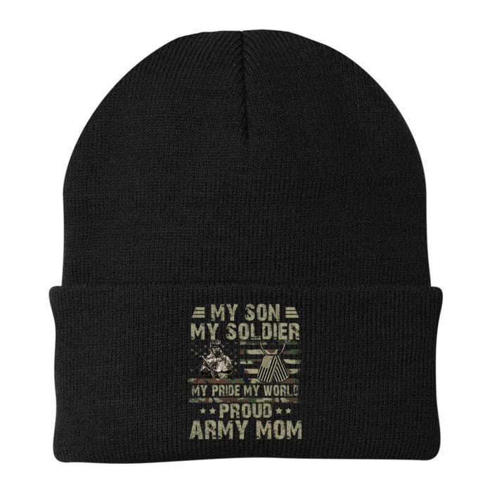 My Son My Soldier Proud Army Mother Mom Military Knit Cap Winter Beanie