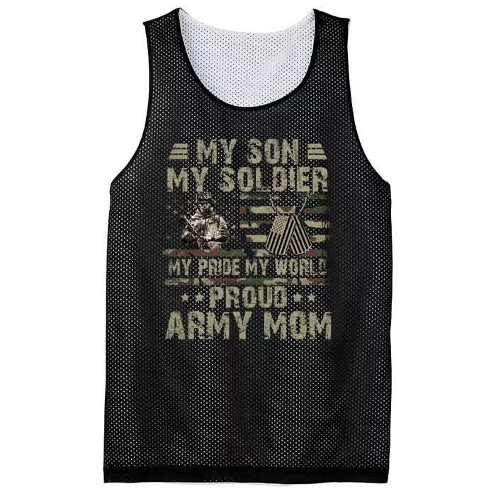 My Son My Soldier Proud Army Mother Mom Military Mesh Reversible Basketball Jersey Tank