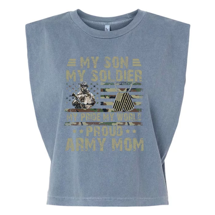 My Son My Soldier Proud Army Mother Mom Military Garment-Dyed Women's Muscle Tee