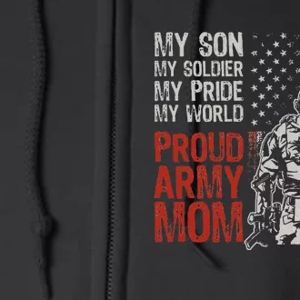 My Son My Soldier Hero Proud Mom Us Military Mother Full Zip Hoodie