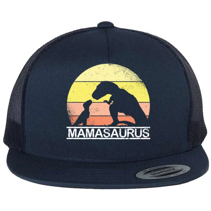 Mama Saurus MotherS Day T Rex Dinosaur For Mom Mamasaurus Meaningful Gift Flat Bill Trucker Hat