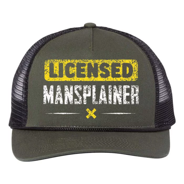 Mansplainer Saying Mansplain Mansplaining Retro Rope Trucker Hat Cap