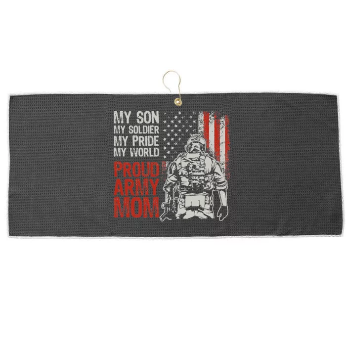 My Son My Soldier Hero Proud Army Mom US Military Mother Large Microfiber Waffle Golf Towel