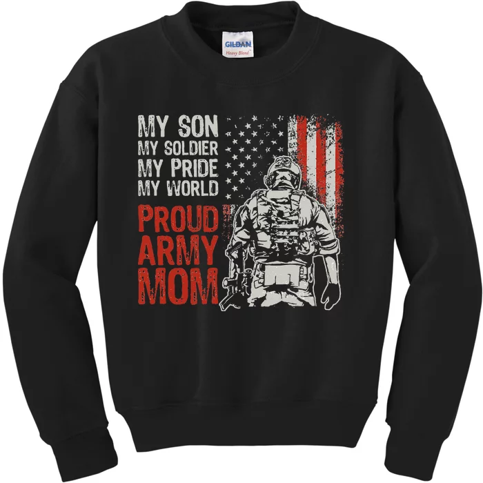 My Son My Soldier Hero Proud Army Mom US Military Mother Kids Sweatshirt