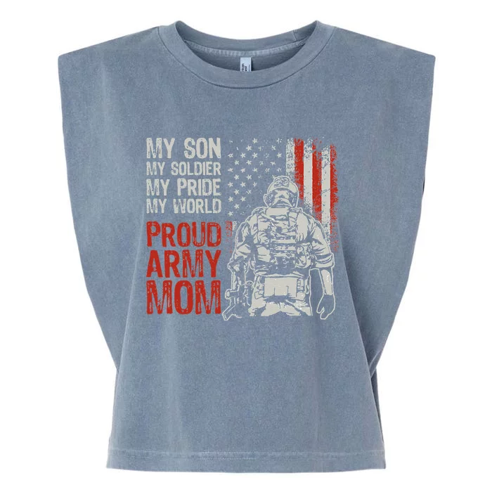 My Son My Soldier Hero Proud Army Mom US Military Mother Garment-Dyed Women's Muscle Tee