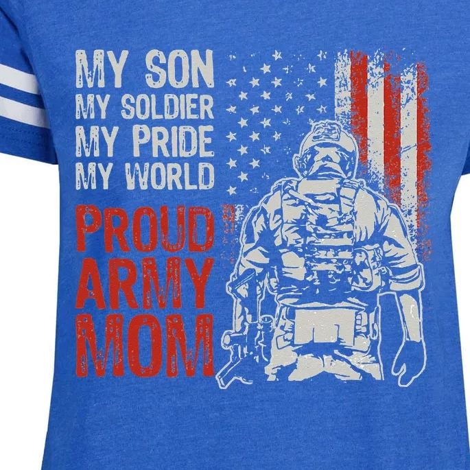 My Son My Soldier Hero Proud Army Mom US Military Mother Enza Ladies Jersey Football T-Shirt