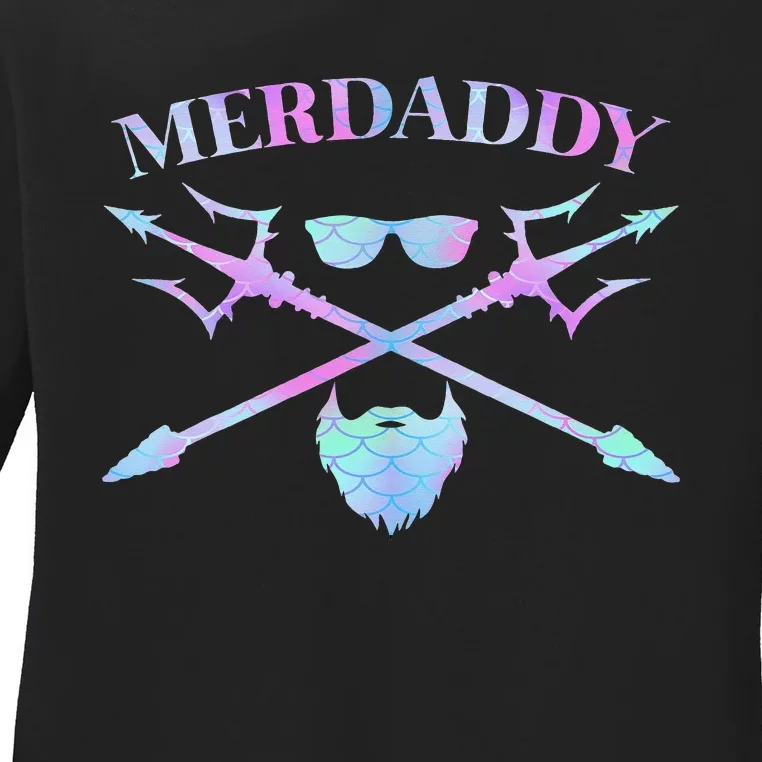 Merdaddy Security Merman Merdad Daddy Costume Father's Day Ladies Long Sleeve Shirt