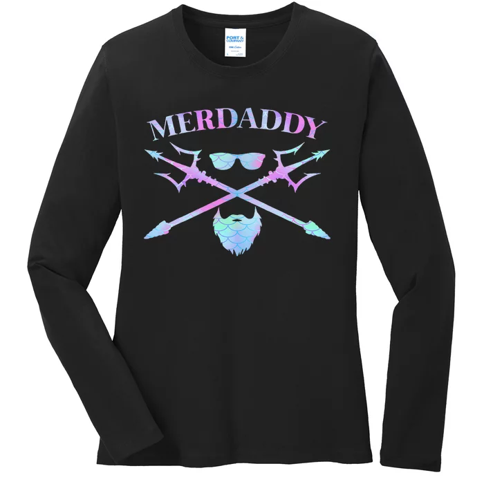 Merdaddy Security Merman Merdad Daddy Costume Father's Day Ladies Long Sleeve Shirt