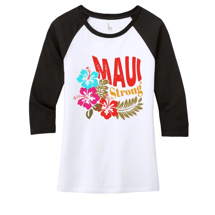 Maui Strong Maui Hawaii Shoreline Wildfire Relief Women's Tri-Blend 3/4-Sleeve Raglan Shirt