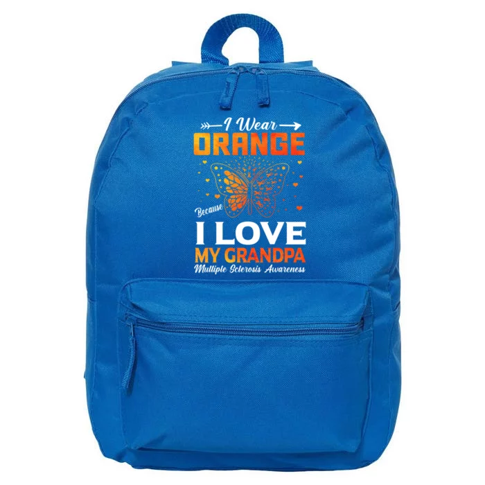 Multiple Sclerosis Ms Warrior I Wear Orange Grandpa Gift 16 in Basic Backpack