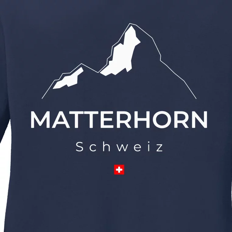 Matterhorn Switzerland Mountains Rock Climbing Hiking Ladies Long Sleeve Shirt