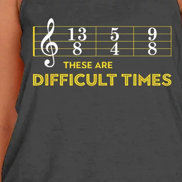 Musician Sheet Music These Are Difficult Times Women's Knotted Racerback Tank