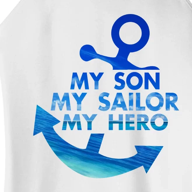 My Son My Sailor Hero Veteran US Na Vy Proud Mom Dad Women’s Perfect Tri Rocker Tank