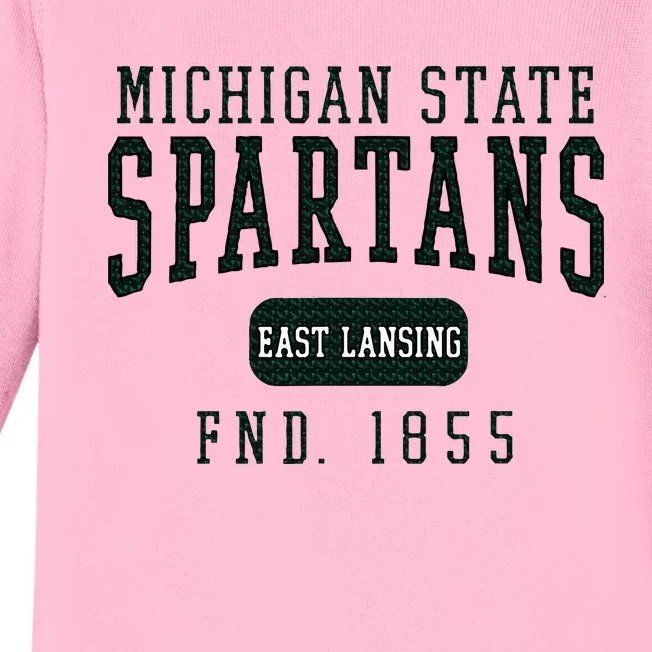 Michigan State Msu Spartans Founded Date Baby Long Sleeve Bodysuit