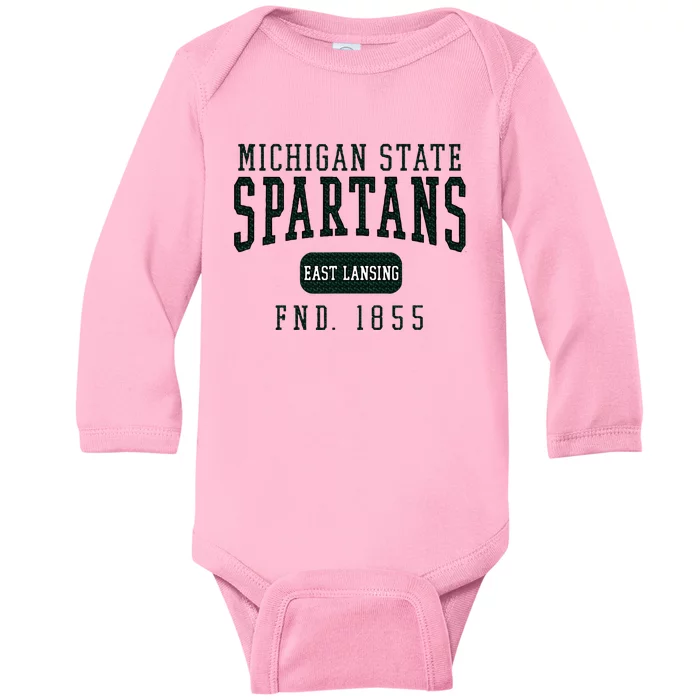 Michigan State Msu Spartans Founded Date Baby Long Sleeve Bodysuit