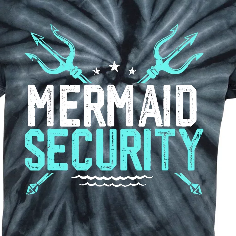 Mermaid Security Mermaid Dad Birthday Merdad Kids Tie-Dye T-Shirt