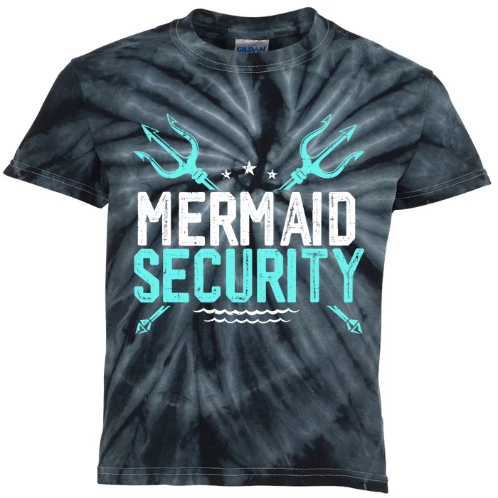 Mermaid Security Mermaid Dad Birthday Merdad Kids Tie-Dye T-Shirt