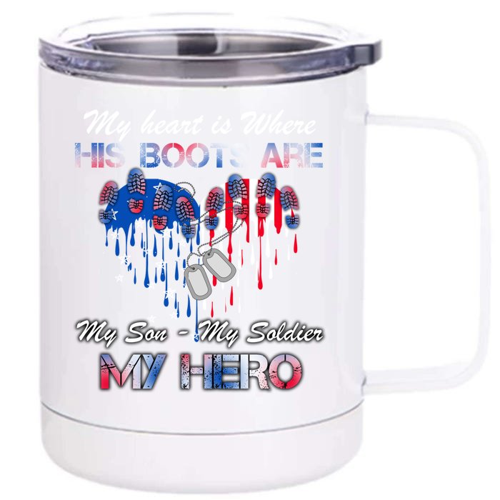 My Son My Soldier My Hero Veteran Military Gift Front & Back 12oz Stainless Steel Tumbler Cup