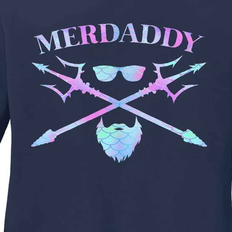 Merdaddy Security Merdad Merman Daddy Costume Fathers Day Ladies Long Sleeve Shirt