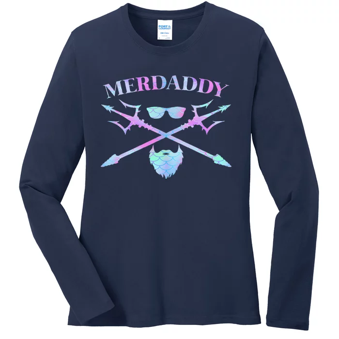 Merdaddy Security Merdad Merman Daddy Costume Fathers Day Ladies Long Sleeve Shirt