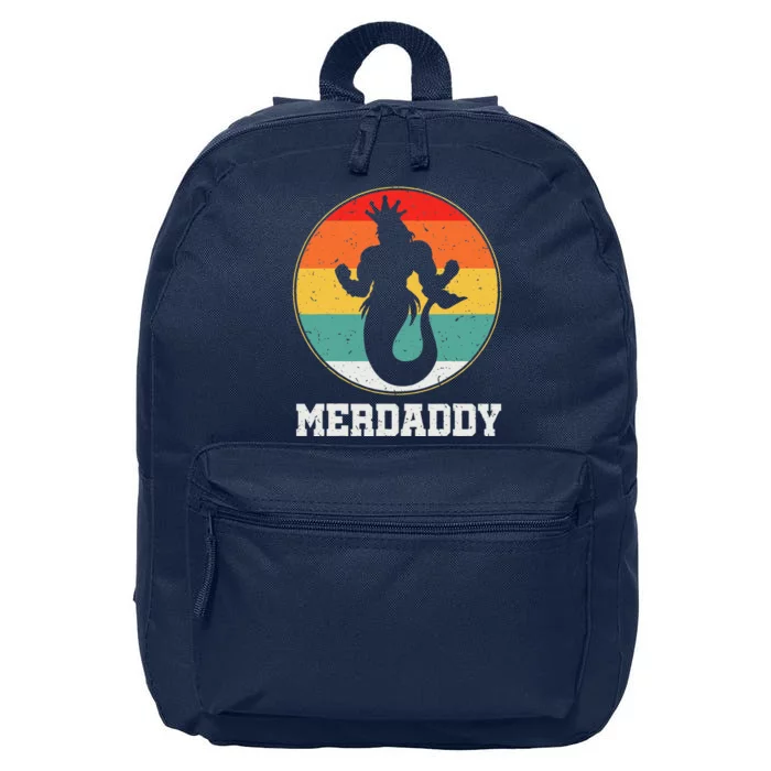 Merdaddy Security Merman Mermaid Daddy Fish Fathers Day 16 in Basic Backpack