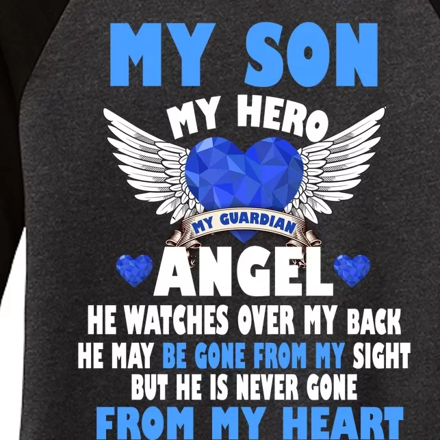 My Son My Hero My Angel Women's Tri-Blend 3/4-Sleeve Raglan Shirt