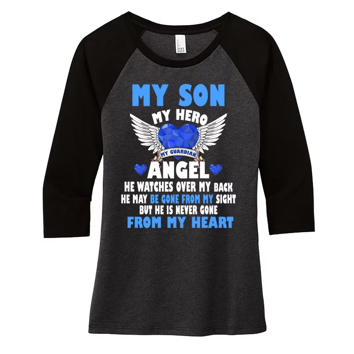 My Son My Hero My Angel Women's Tri-Blend 3/4-Sleeve Raglan Shirt