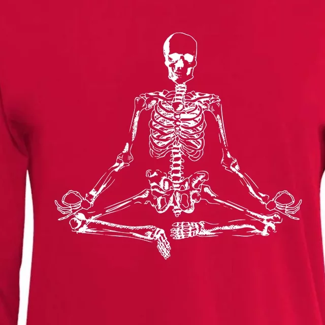 Meditating Skeleton Womens Cotton Relaxed Long Sleeve T-Shirt