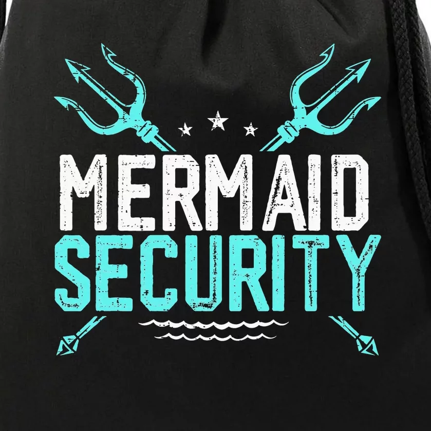 Mermaid Security Mermaid Dad Birthday Merdad Drawstring Bag