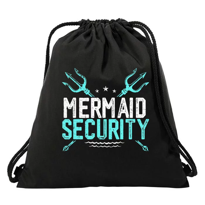 Mermaid Security Mermaid Dad Birthday Merdad Drawstring Bag