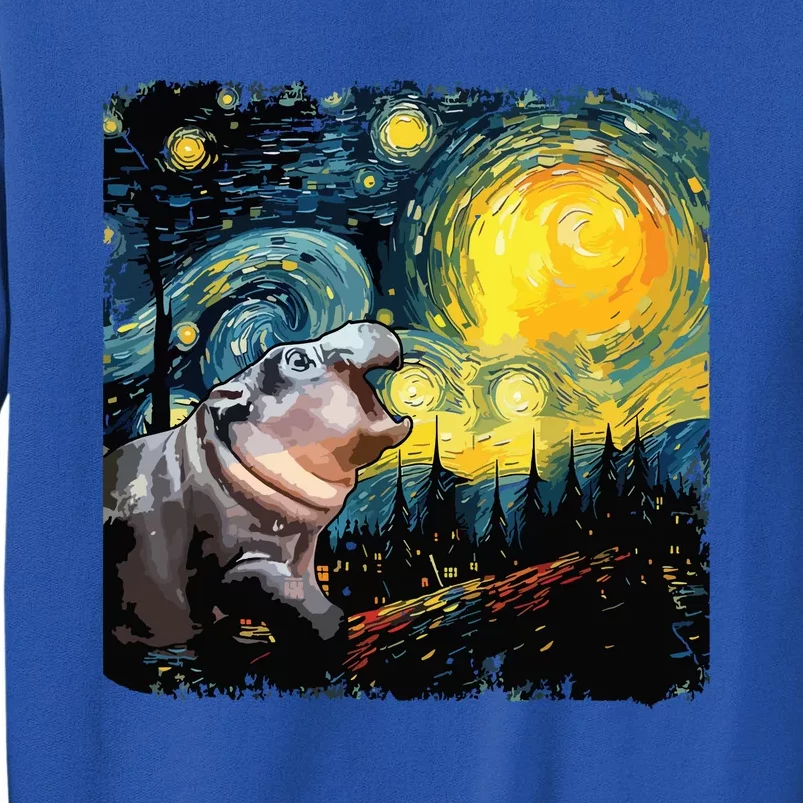 Moodeng Starry Night Van Gogh Funny Moodeng Meme Tall Sweatshirt