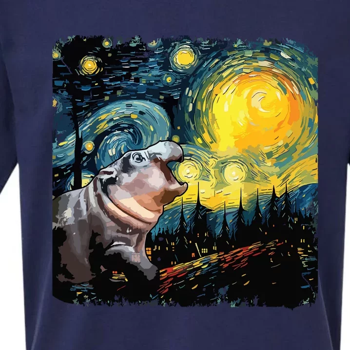 Moodeng Starry Night Van Gogh Funny Moodeng Meme Sueded Cloud Jersey T-Shirt