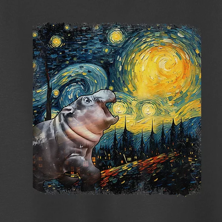 Moodeng Starry Night Van Gogh Funny Moodeng Meme Gift Toddler T-Shirt