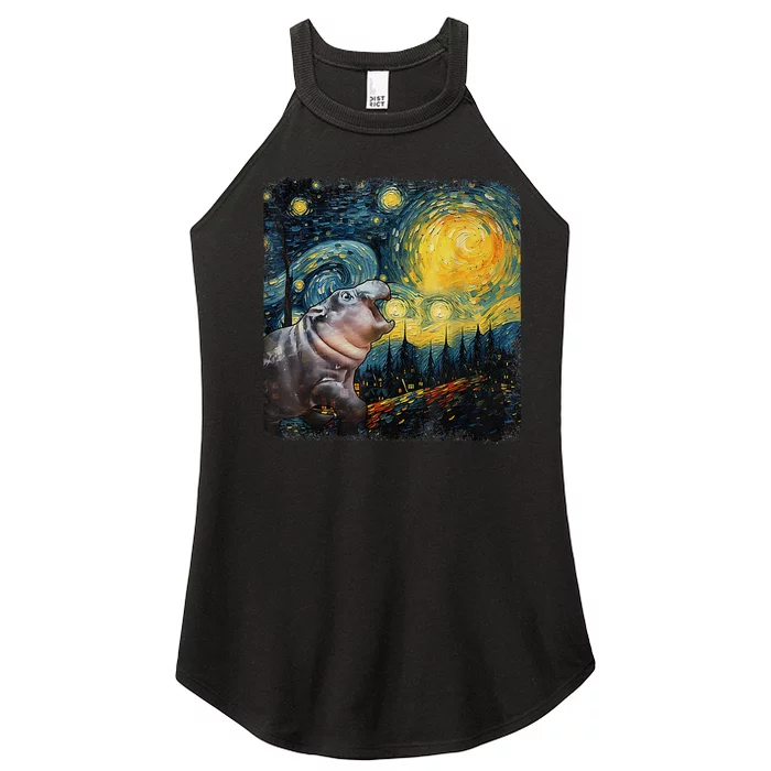 Moodeng Starry Night Van Gogh Funny Moodeng Meme Gift Women’s Perfect Tri Rocker Tank