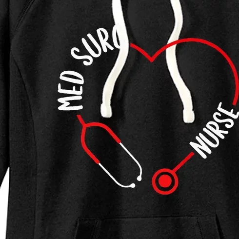 Med Surg Nurse Stethoscope Med Surg Nursing Essentials Women's Fleece Hoodie