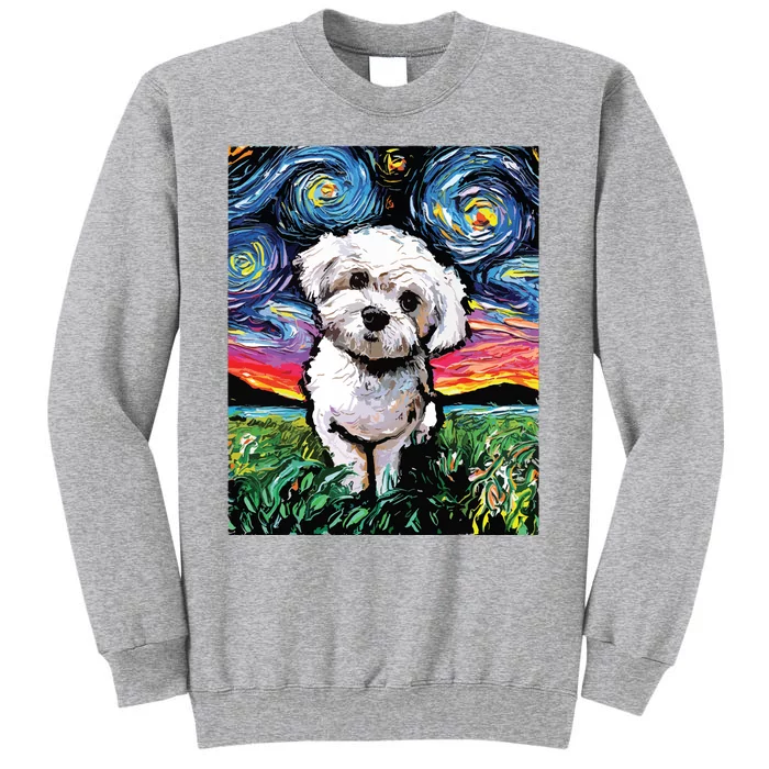 Maltipoo Starry Night White Maltese Poodle Dog Art By Aja Sweatshirt