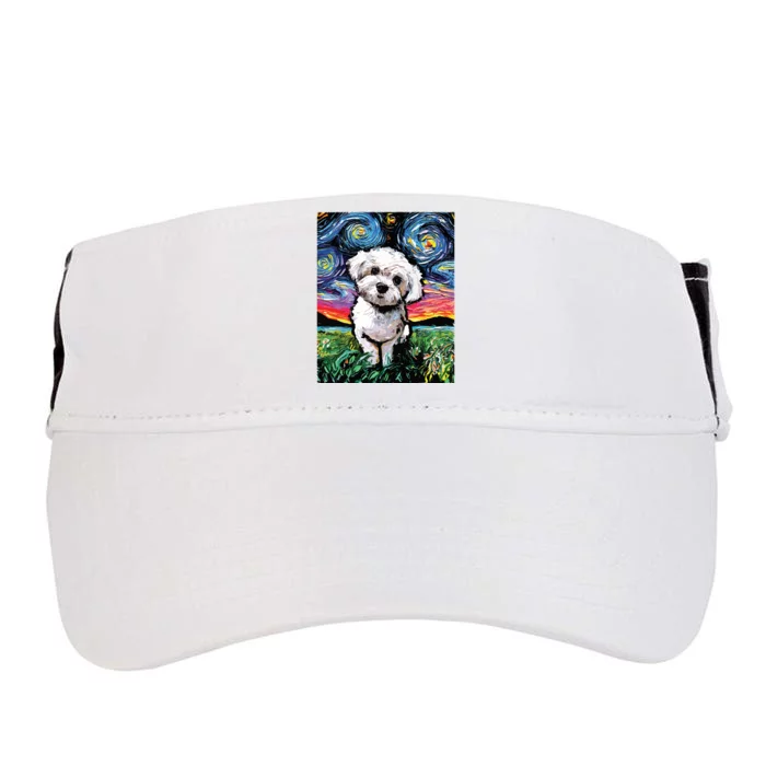 Maltipoo Starry Night White Maltese Poodle Dog Art By Aja Adult Drive Performance Visor