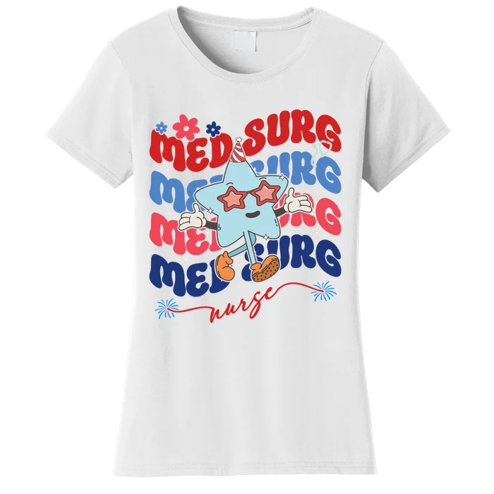 Med Surg Nurse Patriotic American 4th Of July Women's T-Shirt