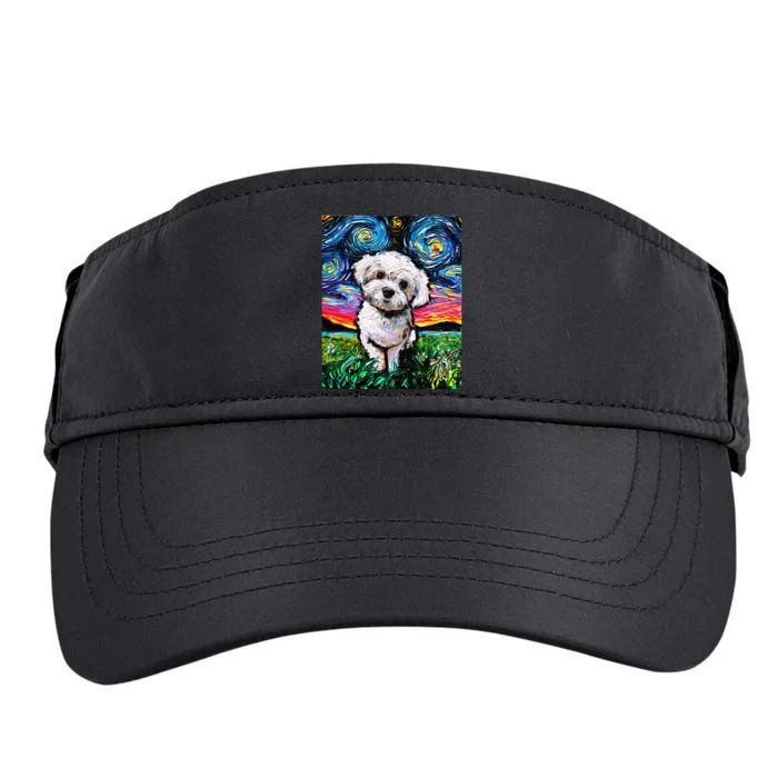 Maltipoo Starry Night White Maltese Poodle Dog Art by Aja Adult Drive Performance Visor