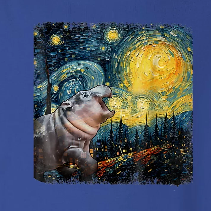 Moodeng Starry Night Van Gogh Funny Moodeng Meme Toddler Long Sleeve Shirt