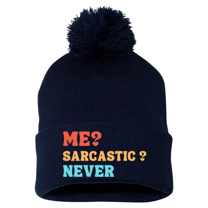 Me Sarcastic Never Funny Black Humor Adult Pom Pom 12in Knit Beanie