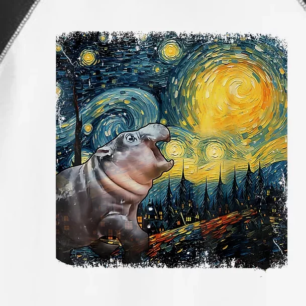 Moodeng Starry Night Van Gogh Funny Moodeng Meme Toddler Fine Jersey T-Shirt