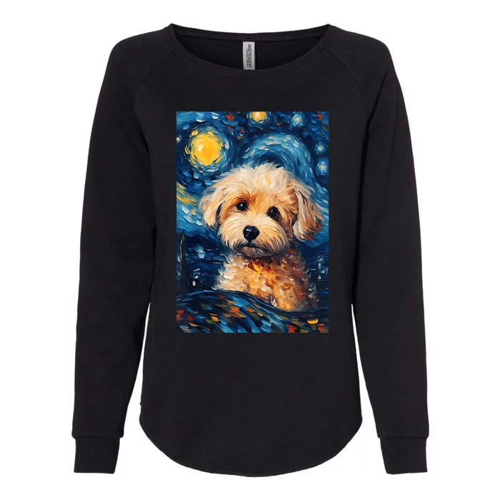 Maltipoo Starry Night Van Gogh Maltese Poodle Dog Art Womens California Wash Sweatshirt