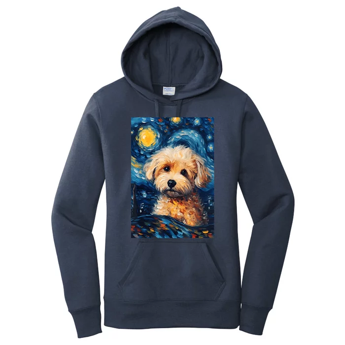 Maltipoo Starry Night Van Gogh Maltese Poodle Dog Art Women's Pullover Hoodie