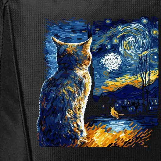 Majestic Starry Night Cat City Backpack