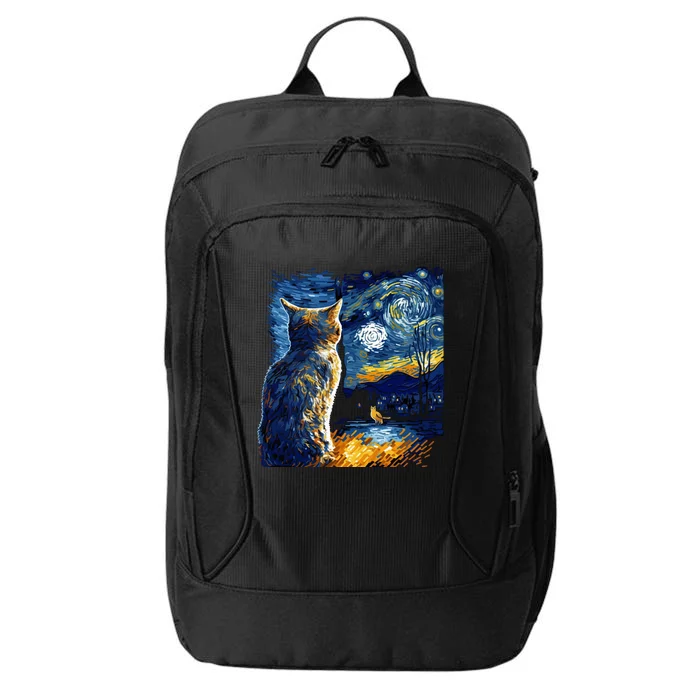 Majestic Starry Night Cat City Backpack