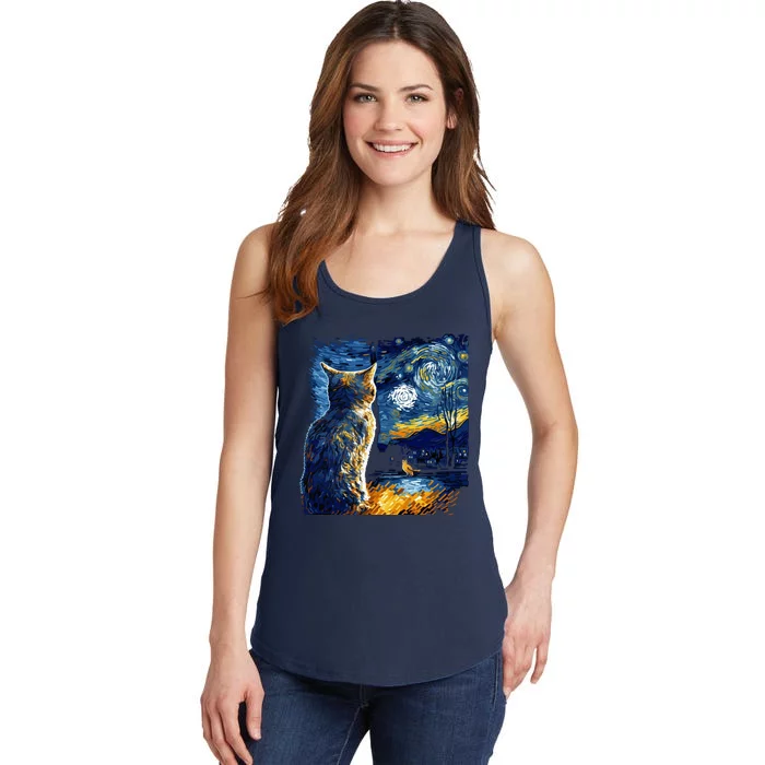 Majestic Starry Night Cat Ladies Essential Tank